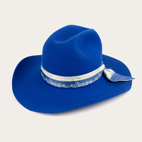 Blue Cowboy Hat With Silk Hatband For Women In Bulk