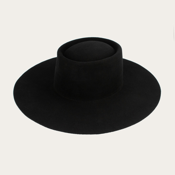 Black Extra Wide Brim Pork Pie Hat Fedora Hat